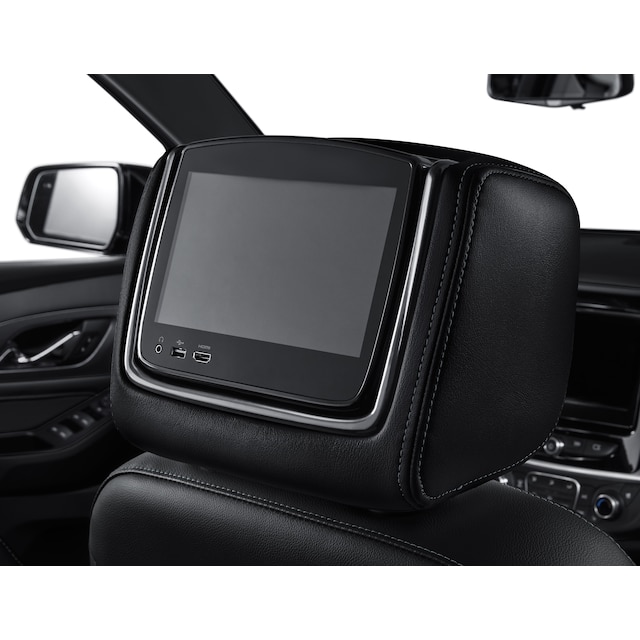 Rear-Seat Infotainment System with DVD Player in Jet Black Leather with Medium Ash Gray Accents and Medium Ash Gray Stitching
