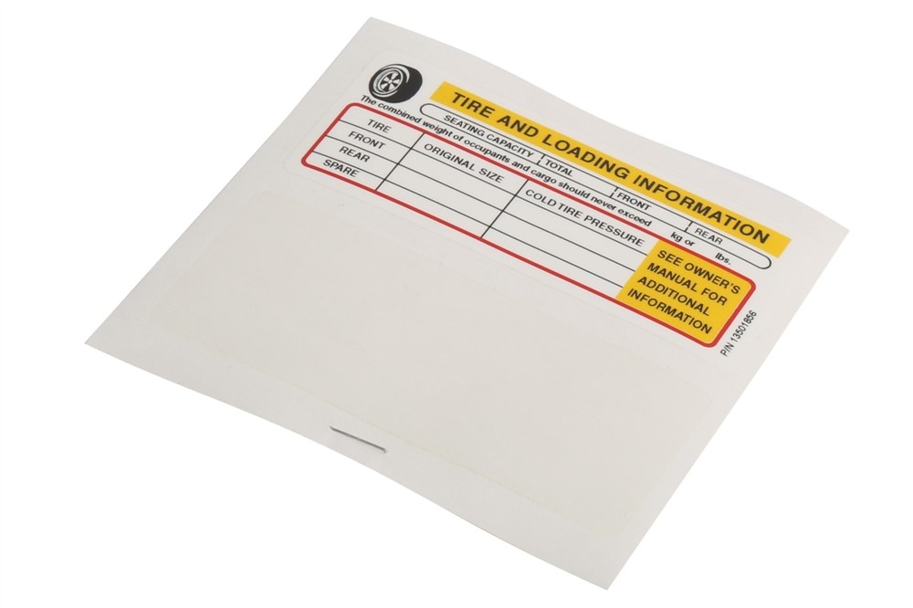 GM Genuine Parts Vehicle Capacity Weight and Tire Information Label