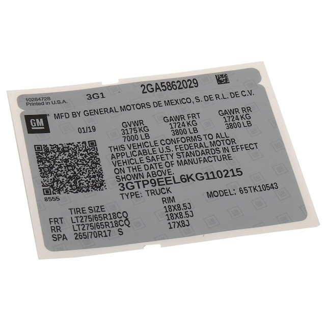 GM Genuine Parts Multi Purpose Label