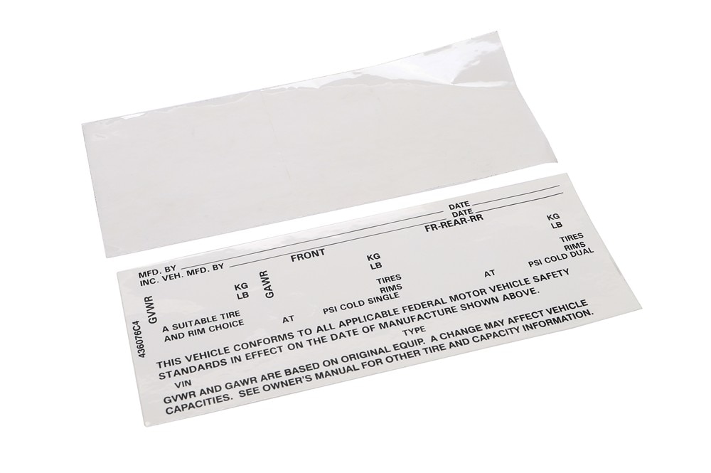 GM Genuine Parts Vehicle Certification Label