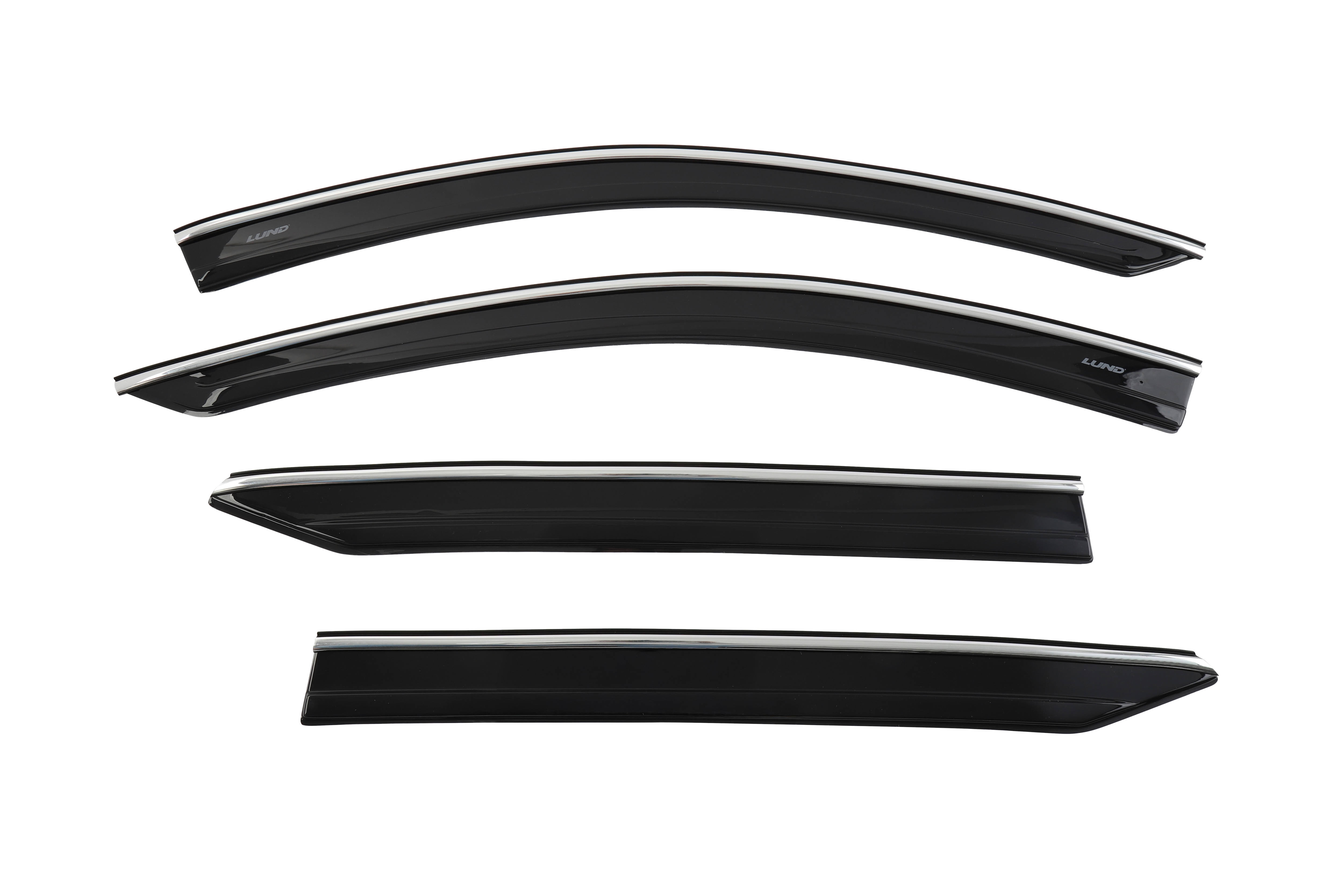 Low Profile Tape-On Side Window Deflectors in Smoke Black with Chrome Strip by LUND® - Associated Accessories