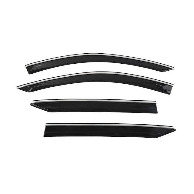 Low Profile Tape-On Side Window Deflectors in Smoke Black with Chrome Strip by LUND® - Associated Accessories