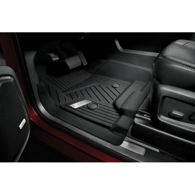 First-Row Premium All-Weather Floor Liners in Jet Black with Chrome GMC Logo (for Models with Center Console)
