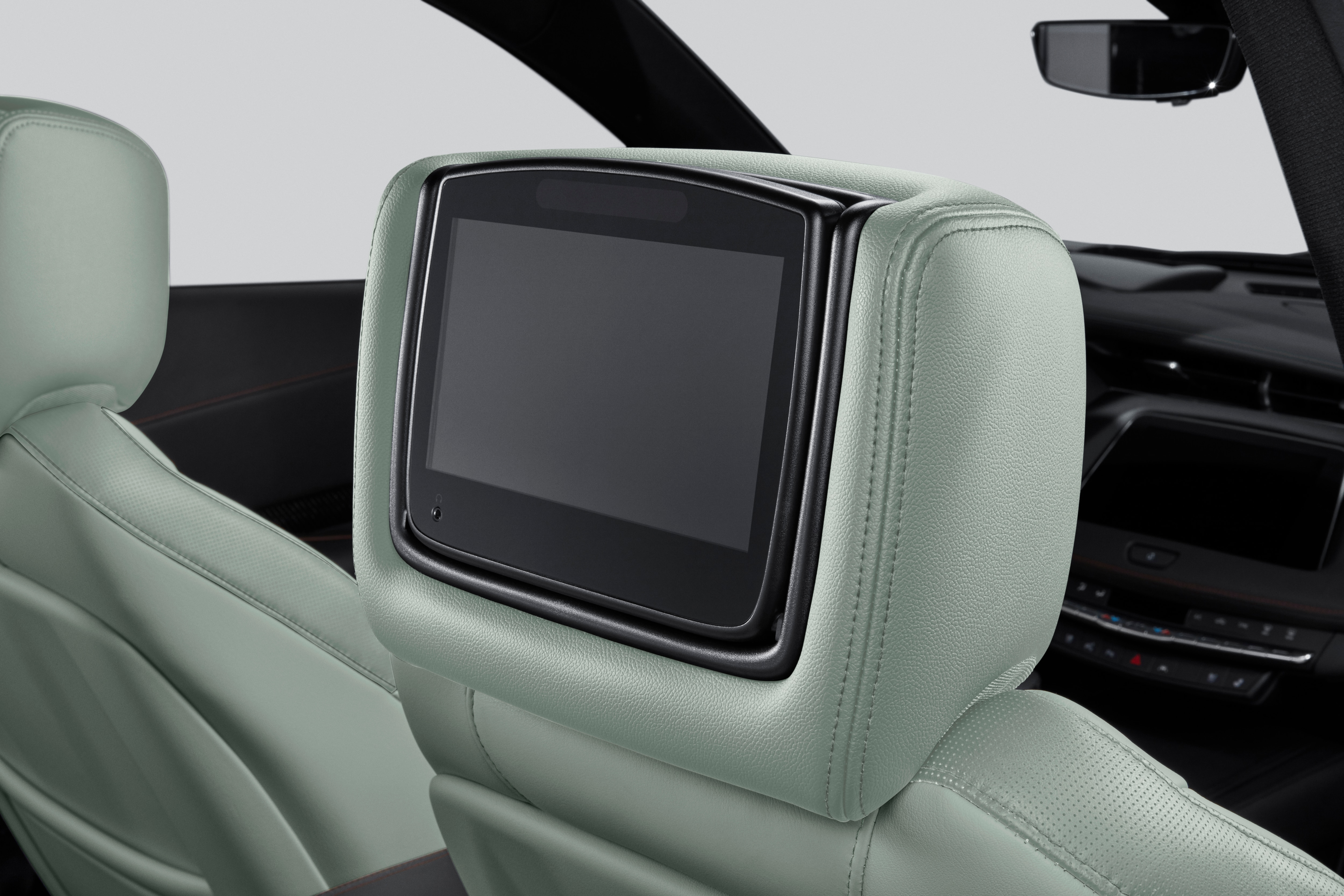 Rear-Seat Infotainment System with DVD Player in Light Platinum Leather with Jet Black Stitching