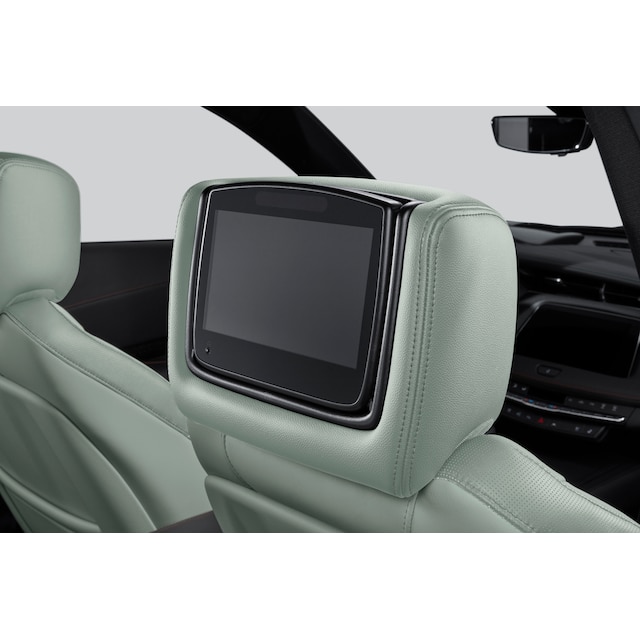 Rear-Seat Infotainment System with DVD Player in Light Platinum Leather with Jet Black Stitching