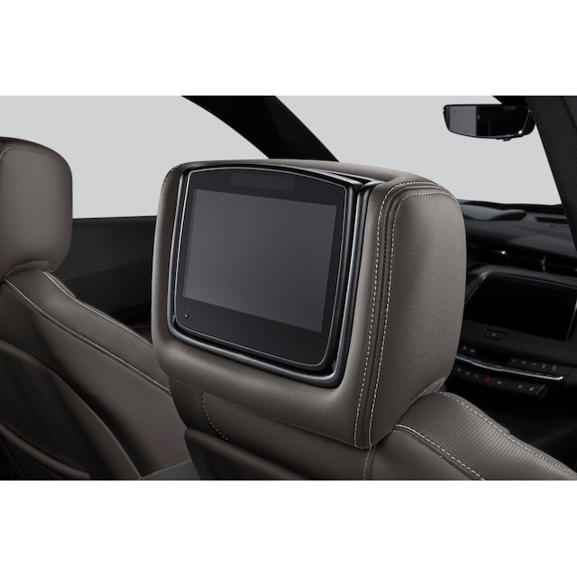 Rear-Seat Infotainment System with DVD Player in Jet Black Leather with Light Platinum Stitching