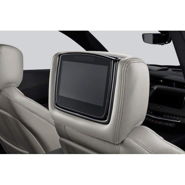 Rear-Seat Infotainment System with DVD Player in Light Wheat Leatherette with Jet Black Stitching