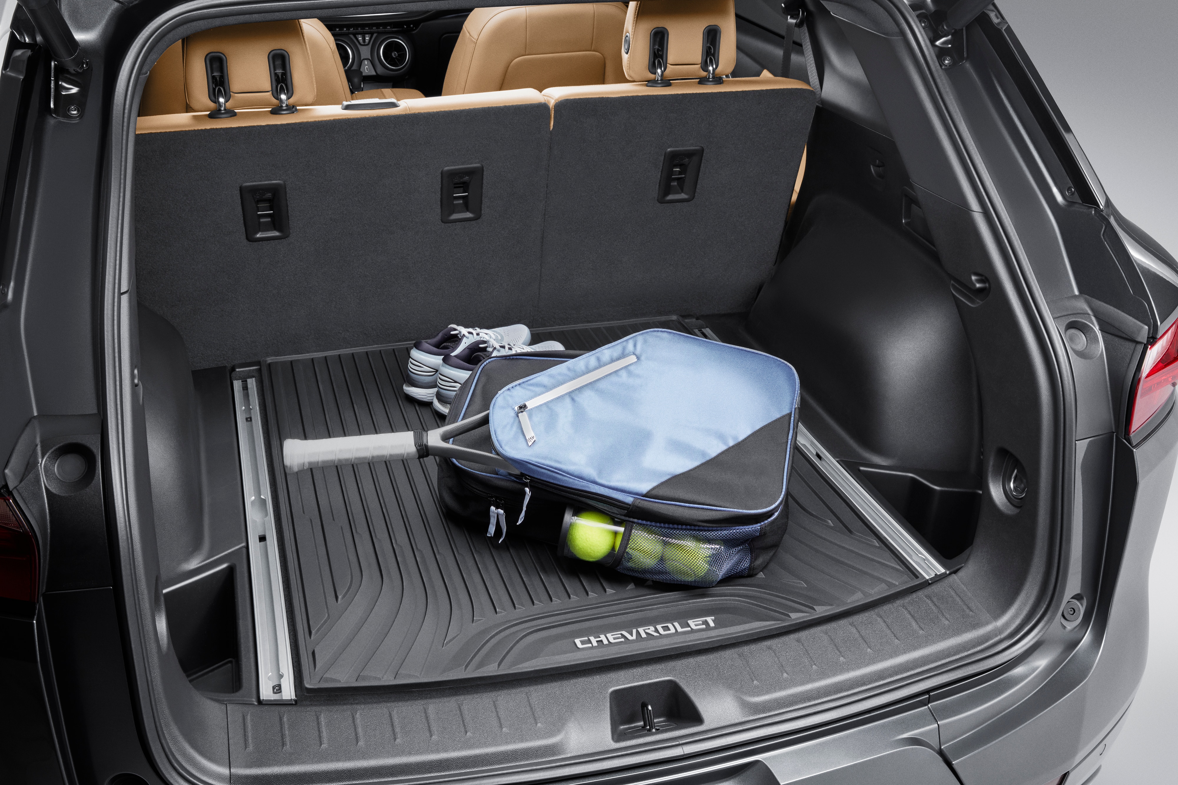Premium All-Weather Cargo Area Mat in Jet Black with Chevrolet Script (for vehicles with Cargo Rails)