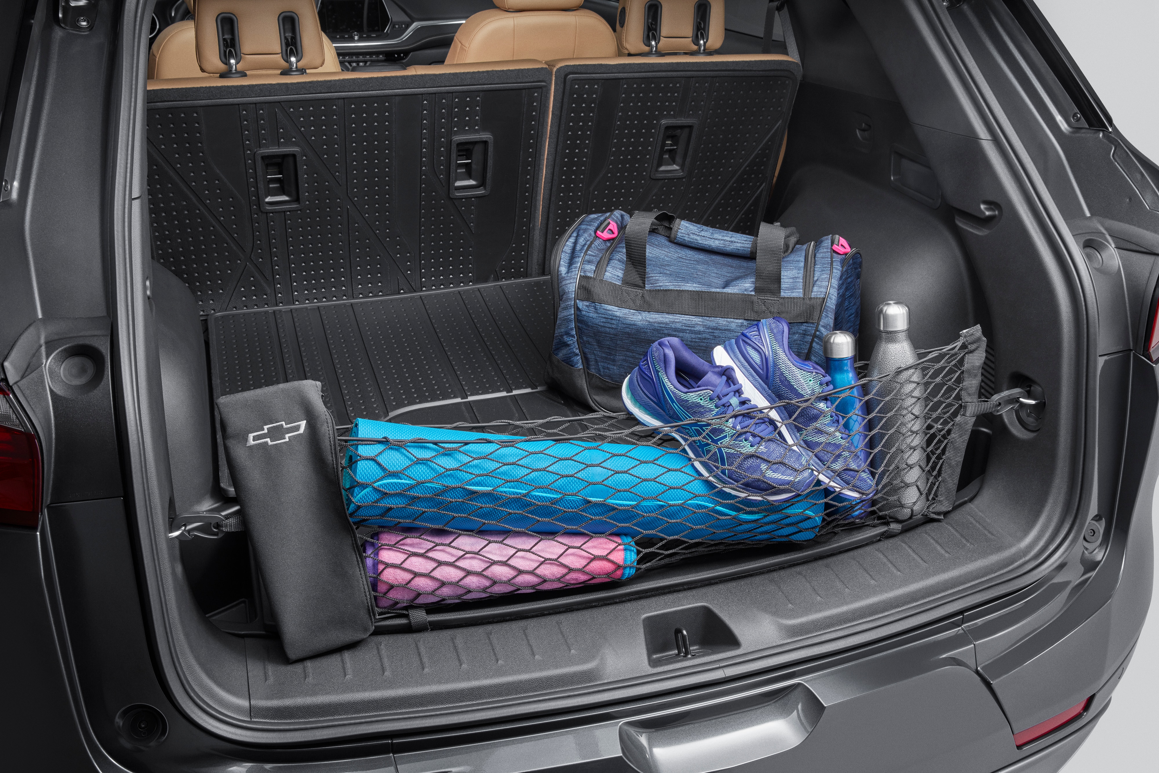 Vertical Cargo Net with Storage Bag featuring Bowtie Logo