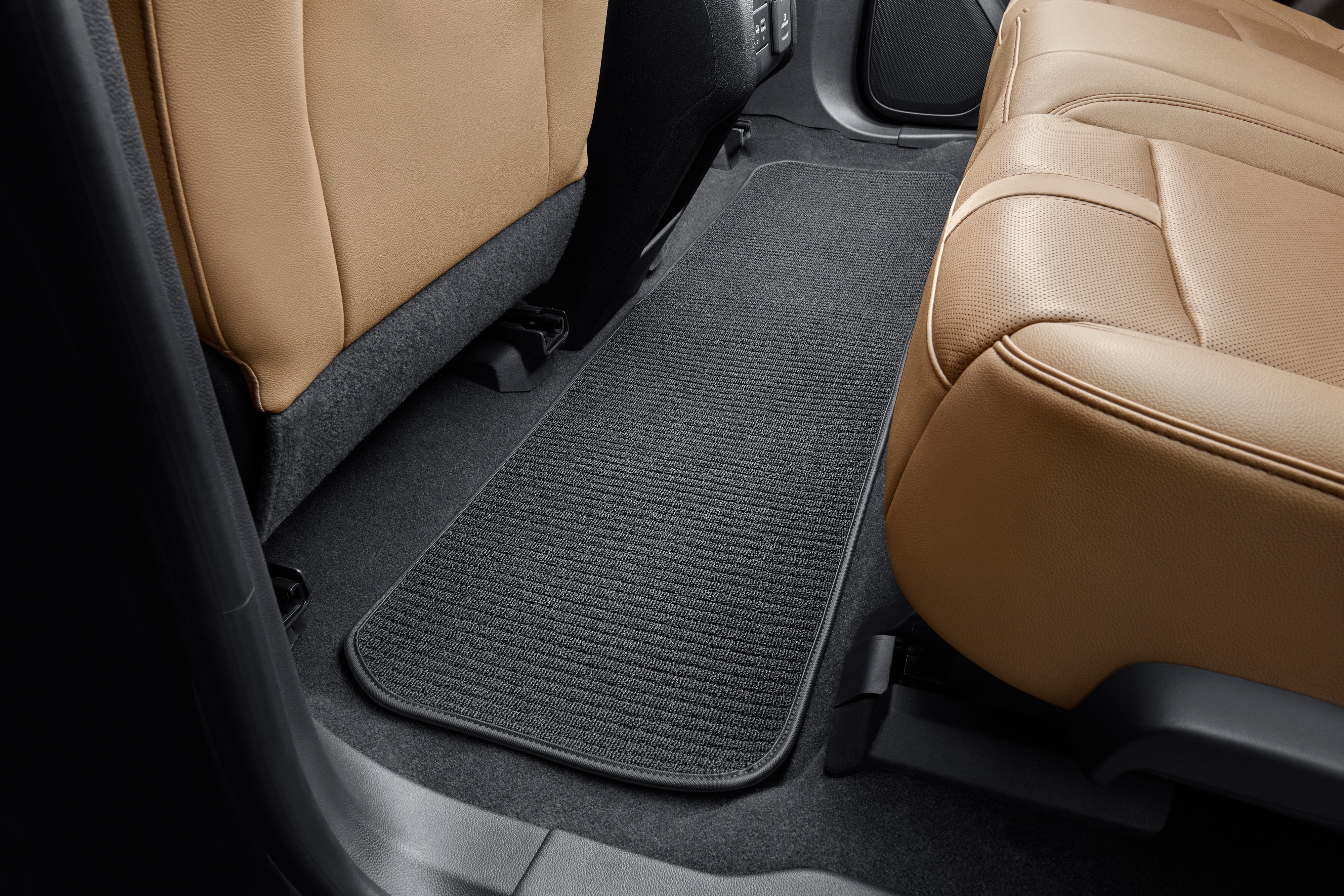 Second-Row One-Piece Premium Carpeted Floor Mat in Jet Black with Black Binding