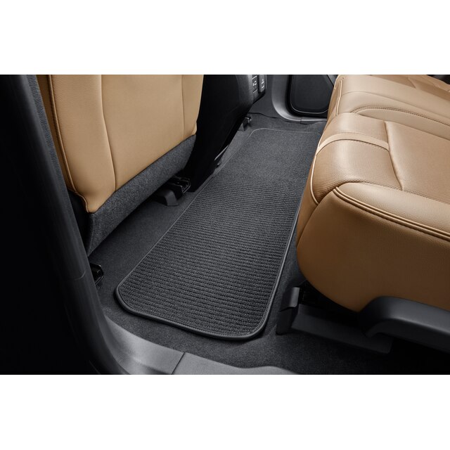 Second-Row One-Piece Premium Carpeted Floor Mat in Jet Black with Black Binding