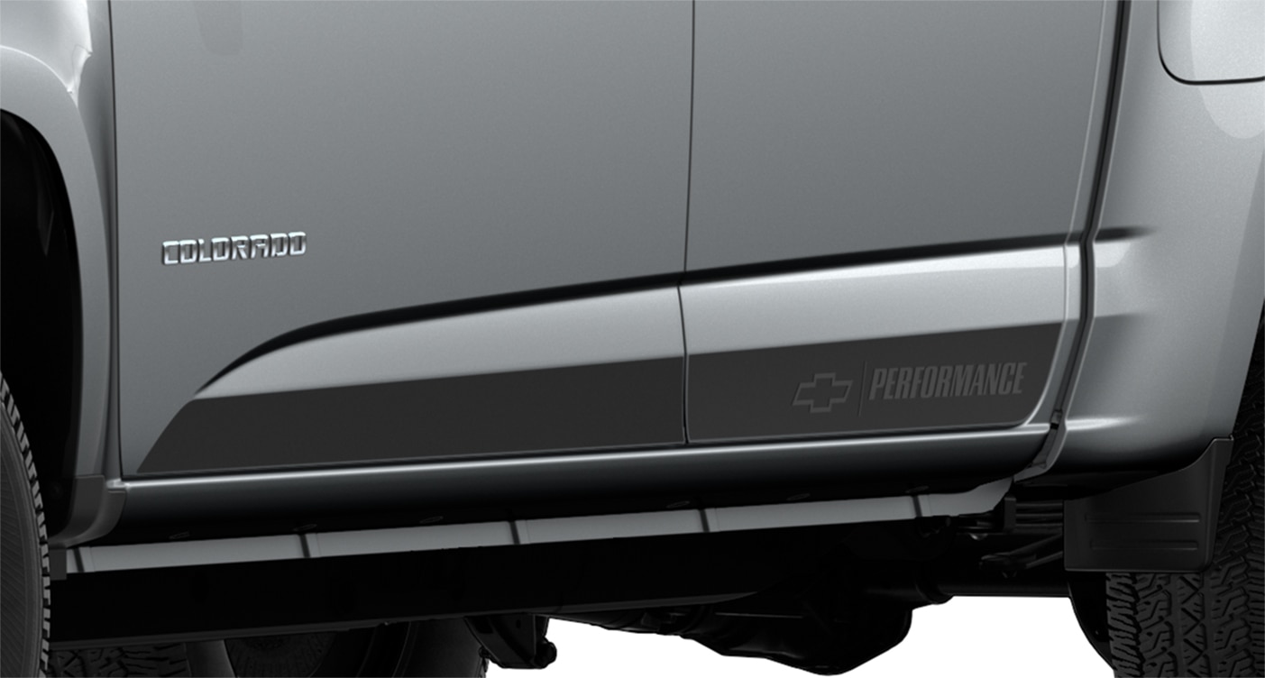 Extended Cab Body Side Decal Package in Low-Gloss Black with Chevrolet Performance Logo