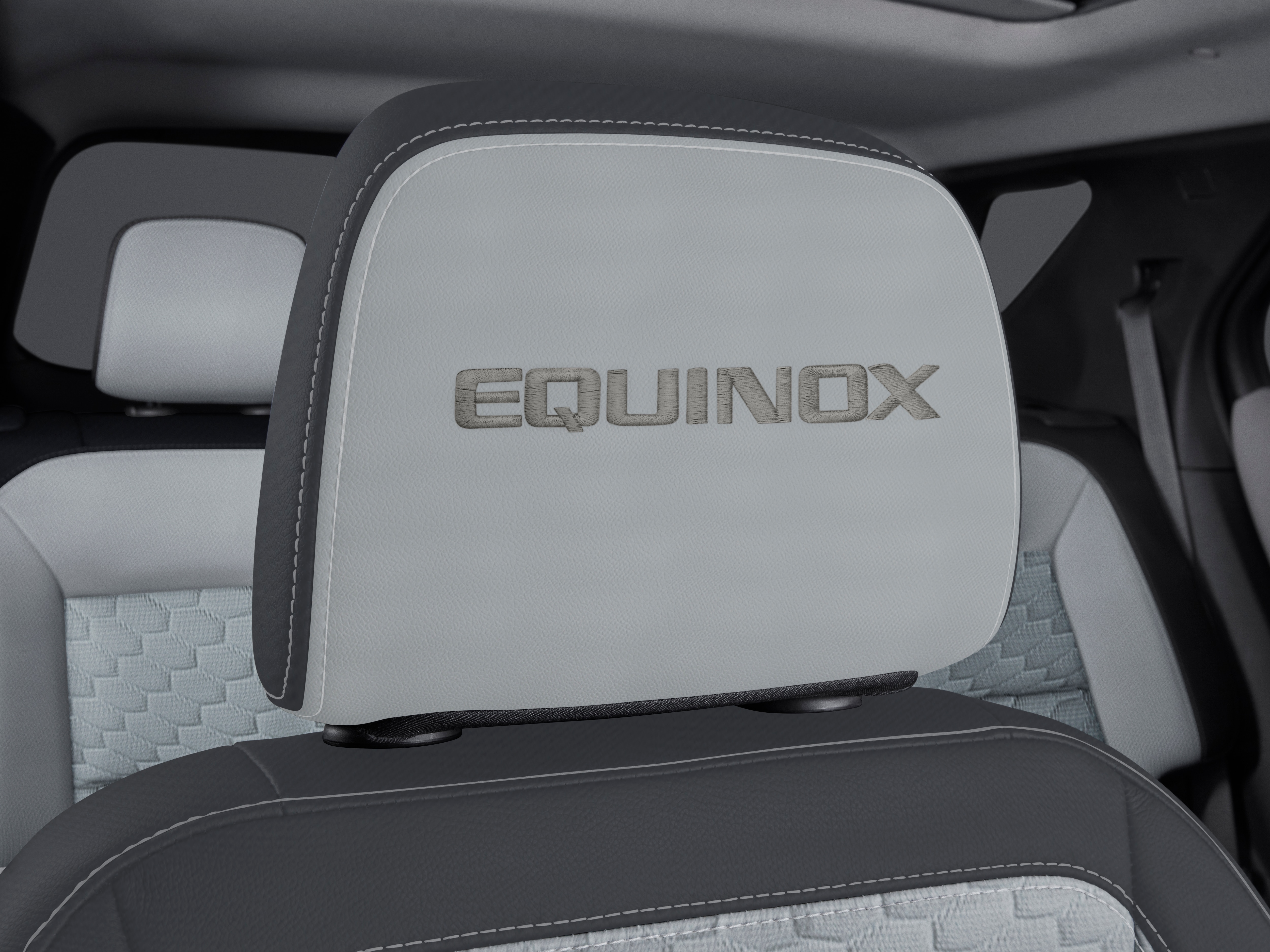 Cloth Headrest in Medium Ash Gray with Embroidered Equinox Script