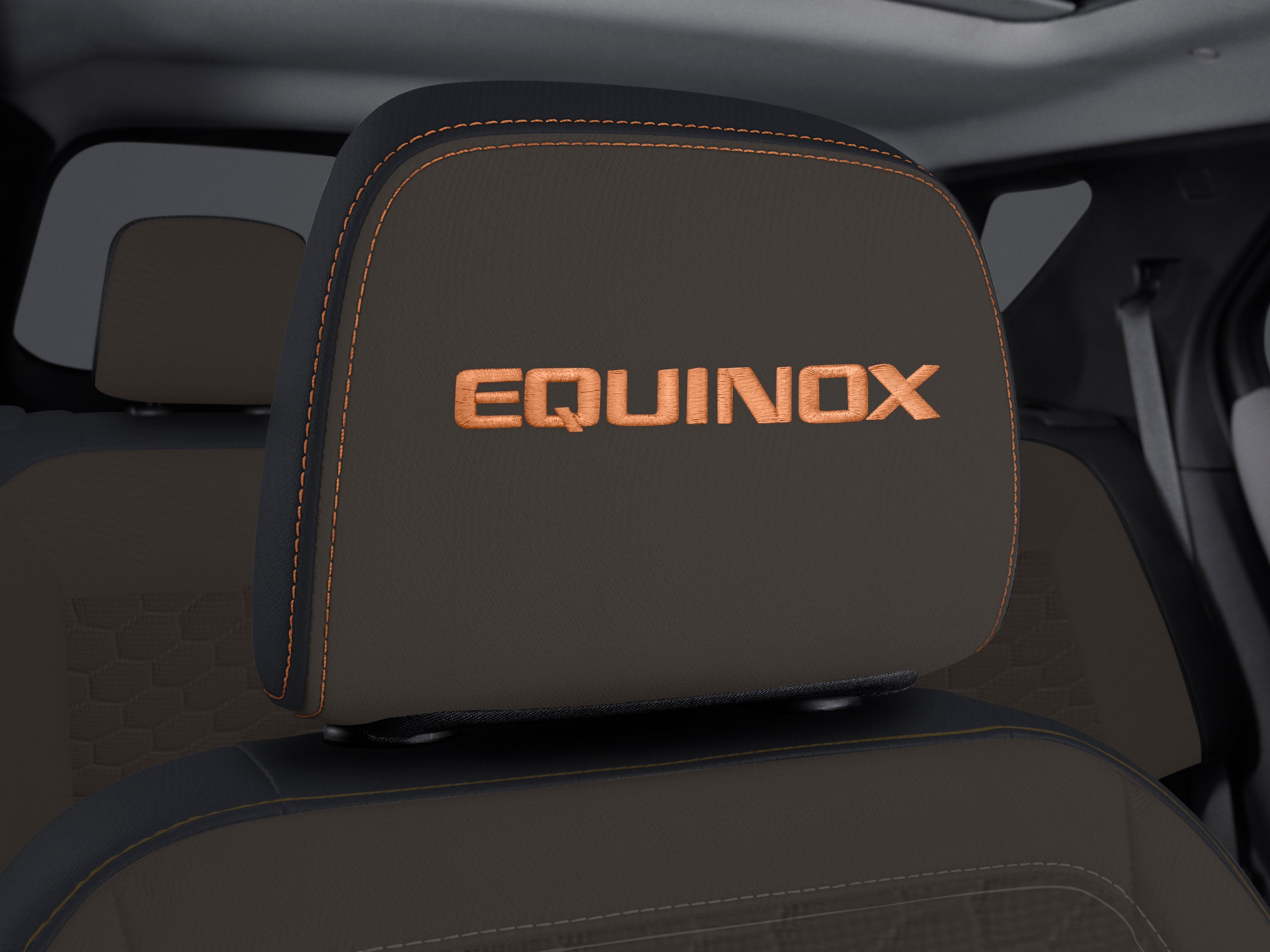 Cloth Headrest in Cinnamon with Embroidered Equinox Script