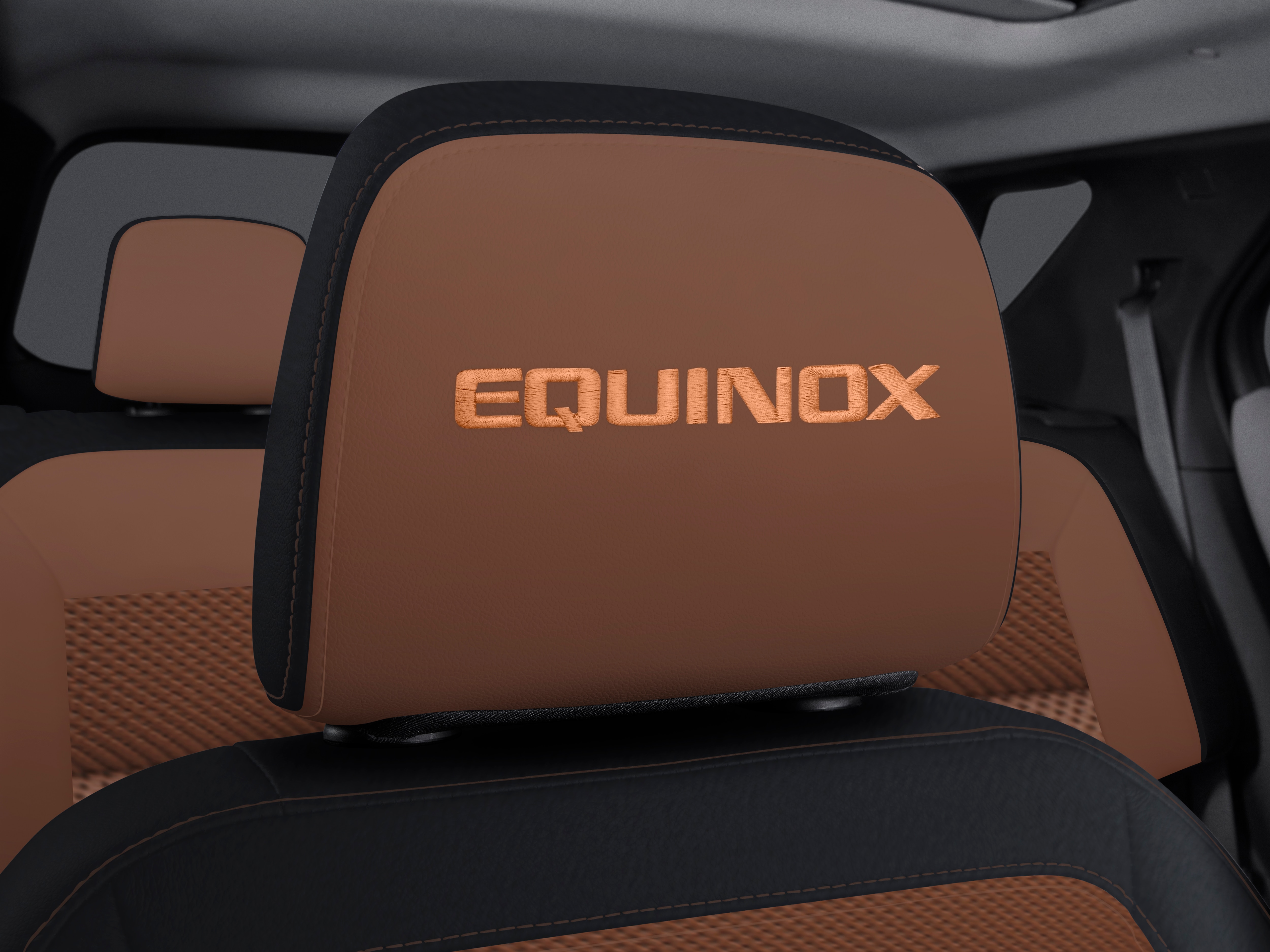 Vinyl Headrest in Brandy with Embroidered Equinox Script