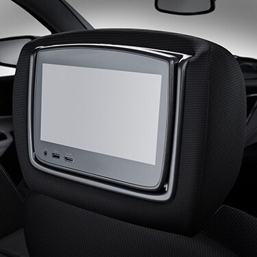 Rear-Seat Infotainment System in Jet Black Cloth with Cinnamon Stitching