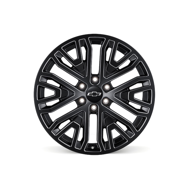 22x9-Inch Aluminum Multi-Spoke Wheel in Low Gloss Black with Machined Accents