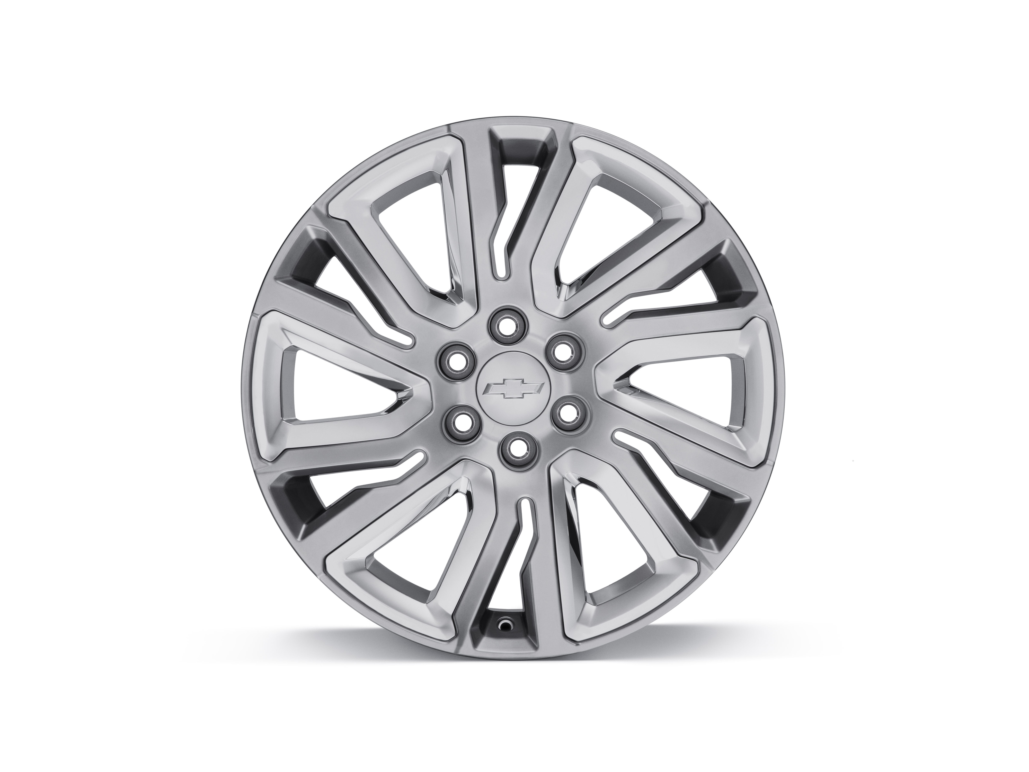 22x9-Inch Aluminum 6-Split-Spoke Wheel in Midnight Silver with Chrome Inserts