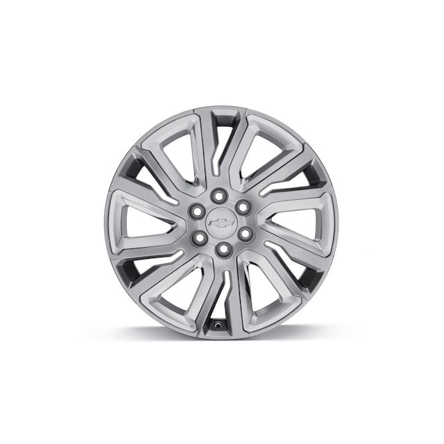 22x9-Inch Aluminum 6-Split-Spoke Wheel in Midnight Silver with Chrome Inserts