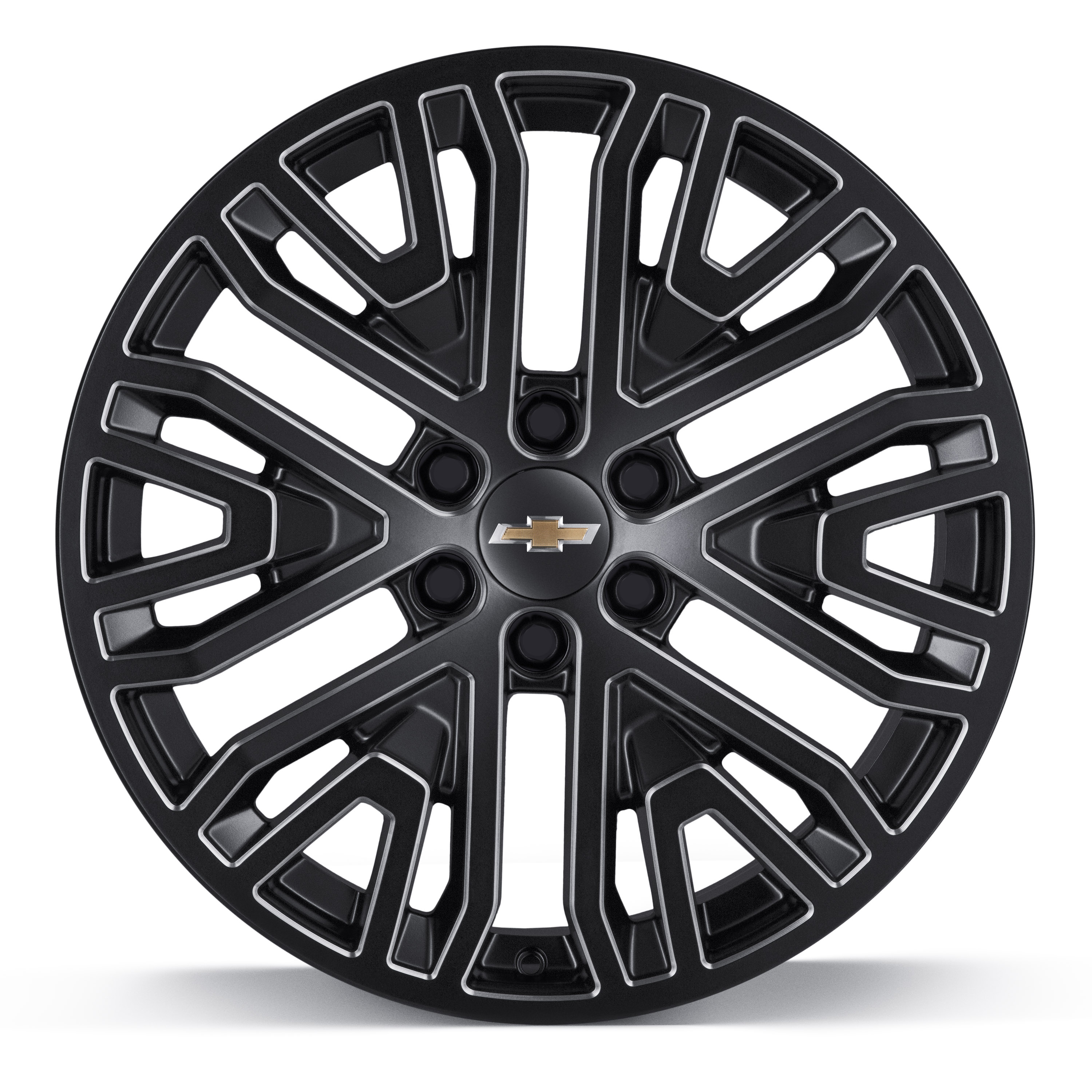 22 x 9-Inch 6-Split-Spoke Wheel Package in Low Gloss Black with Machined Accents