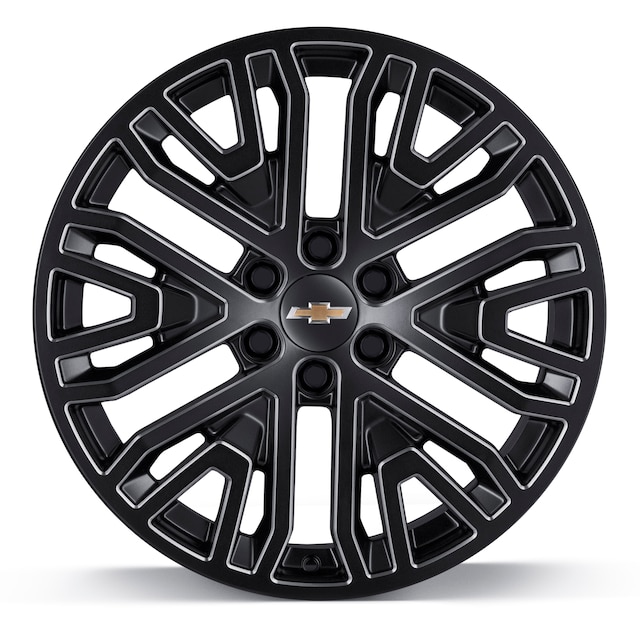 22 x 9-Inch 6-Split-Spoke Wheel Package in Low Gloss Black with Machined Accents