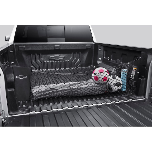 Bed Vertical Cargo Net with Storage Bag featuring Chevrolet Bowtie Logo