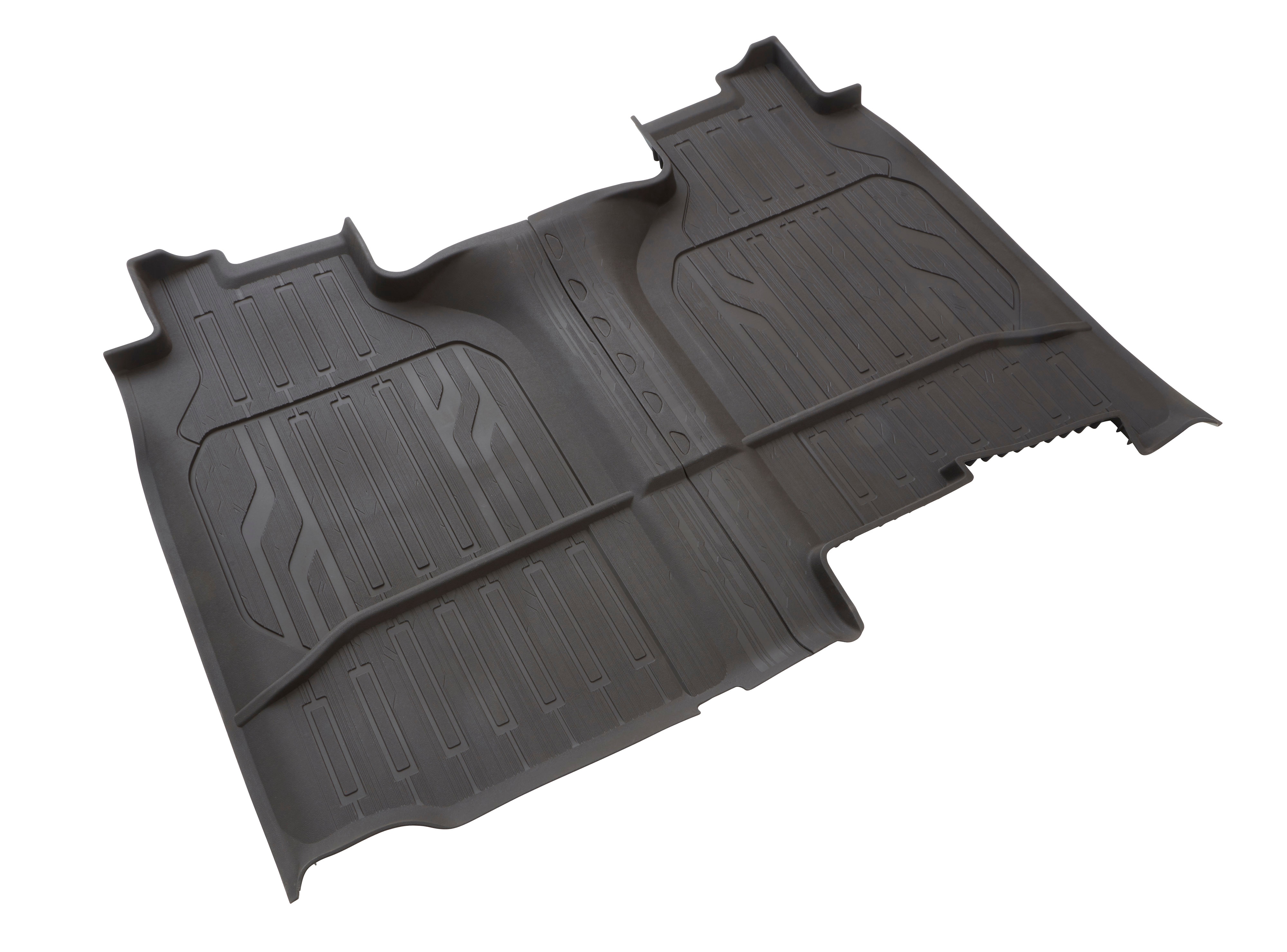 Double Cab Second-Row Interlocking Premium All-Weather Floor Liner in Very Dark Atmosphere