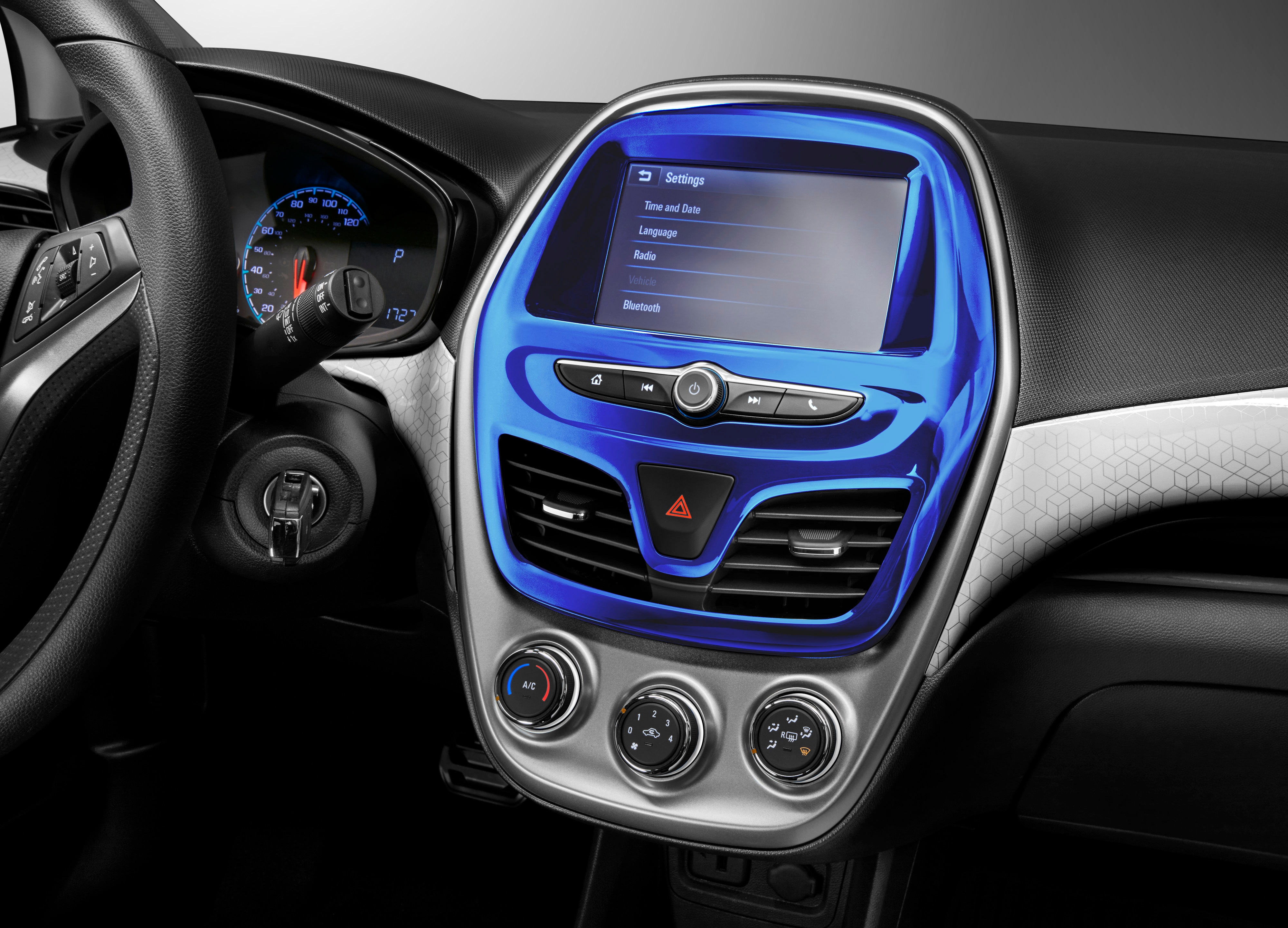 Instrument Panel Trim Plate in Blue with Chrome Accents