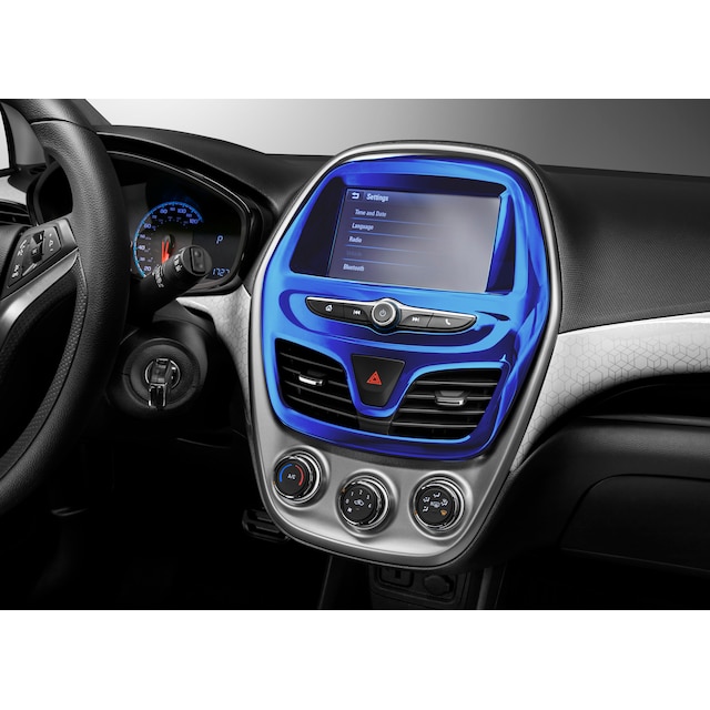 Instrument Panel Trim Plate in Blue with Chrome Accents