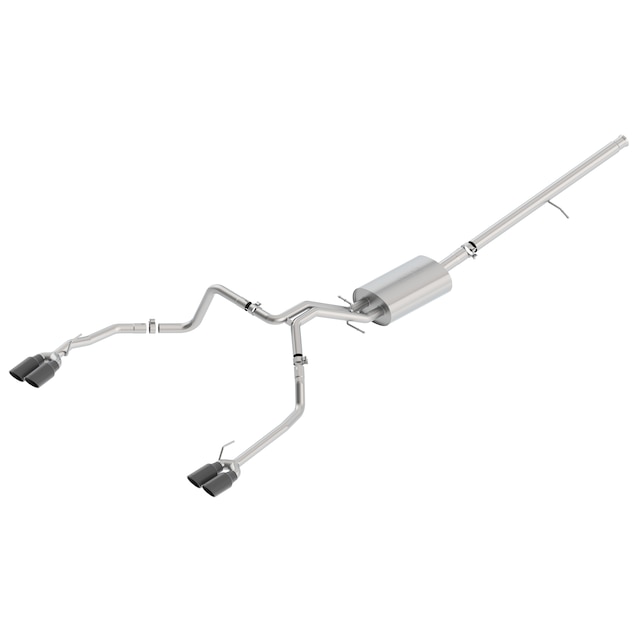 5.3L Cat-Back Dual-Split Rear-Exit Through-the-Bumper Exhaust Upgrade System with Quad Black Chrome Tips for Short Wheel Base Models by Borla® - Associated Accessories