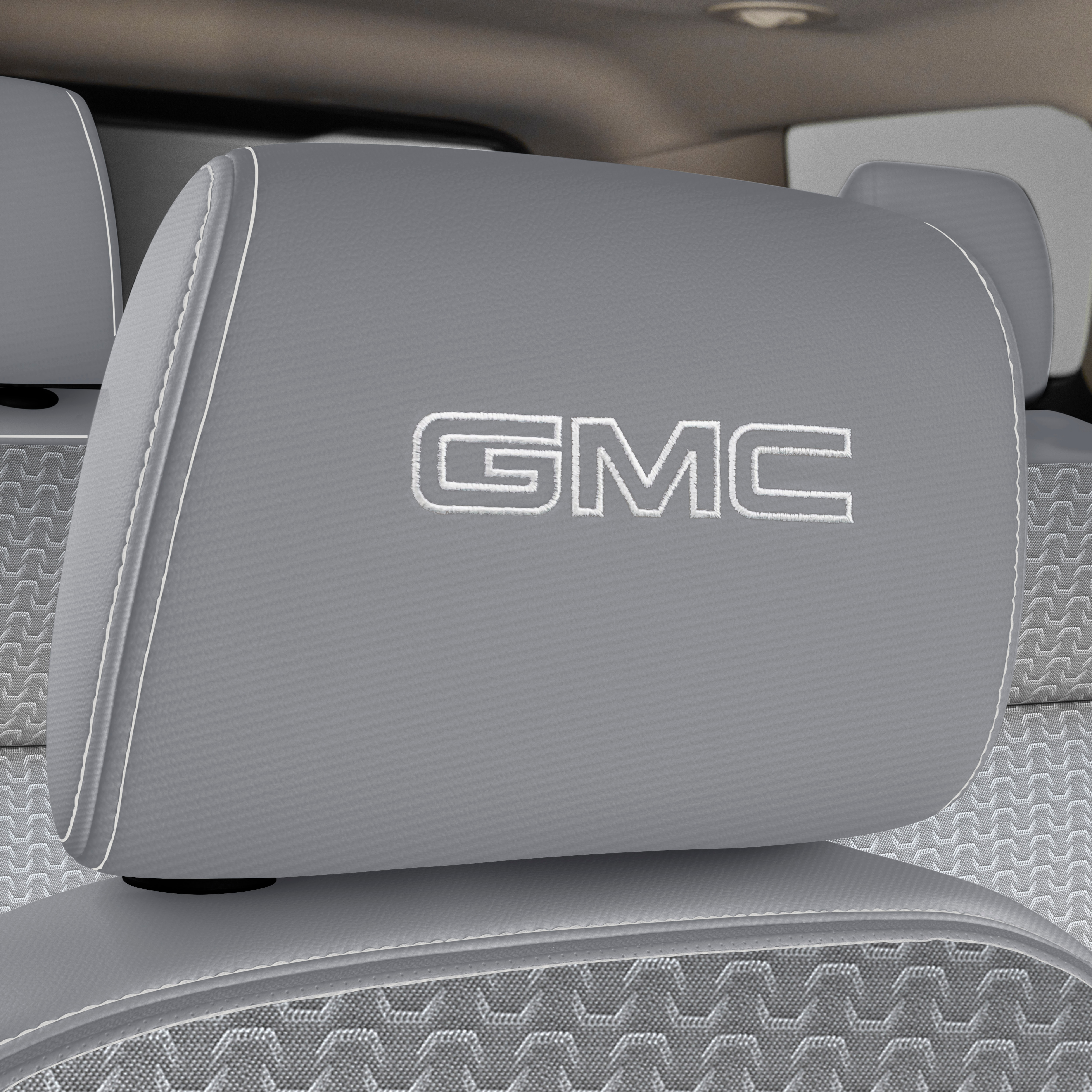 Cloth Headrest in Light Ash Gray with Embroidered GMC Script