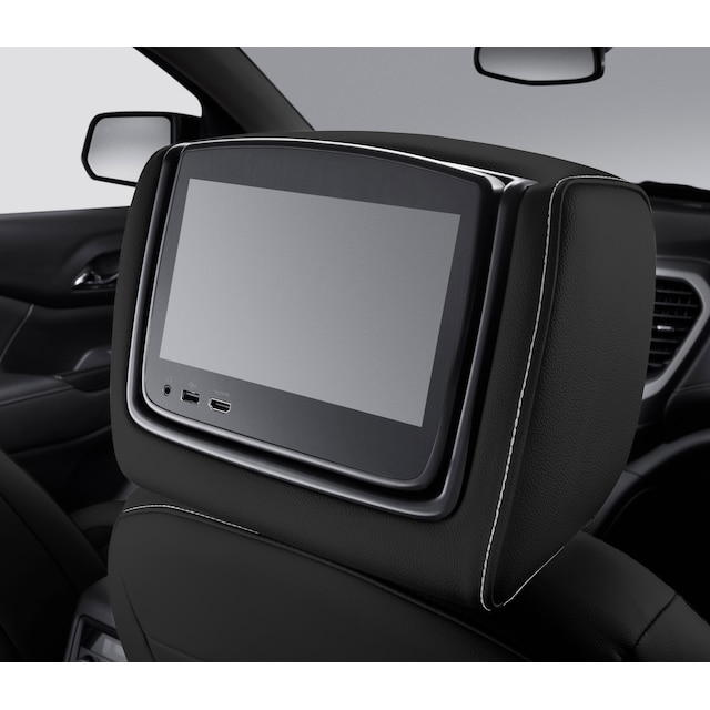 Rear-Seat Infotainment System with DVD Player in Jet Black Leather with Shale Stitching and Denali Logo