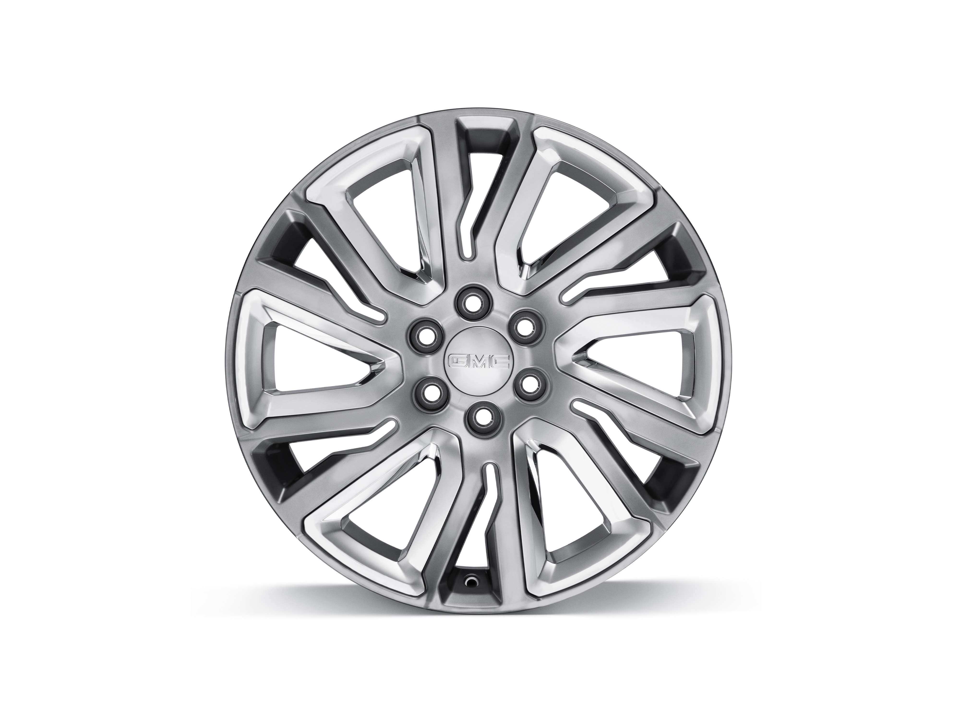 22x9-Inch Aluminum 6-Split-Spoke Wheel in Midnight Silver with Chrome Inserts