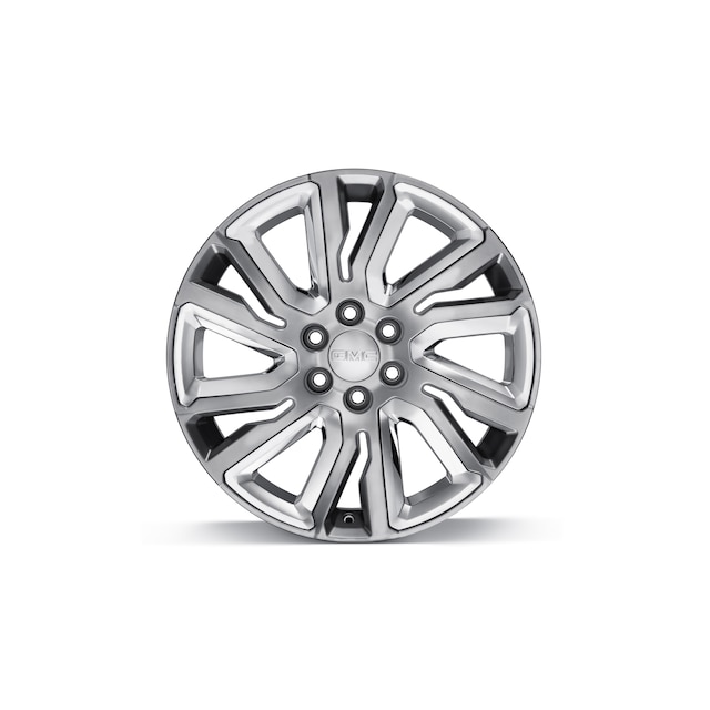 22x9-Inch Aluminum 6-Split-Spoke Wheel in Midnight Silver with Chrome Inserts