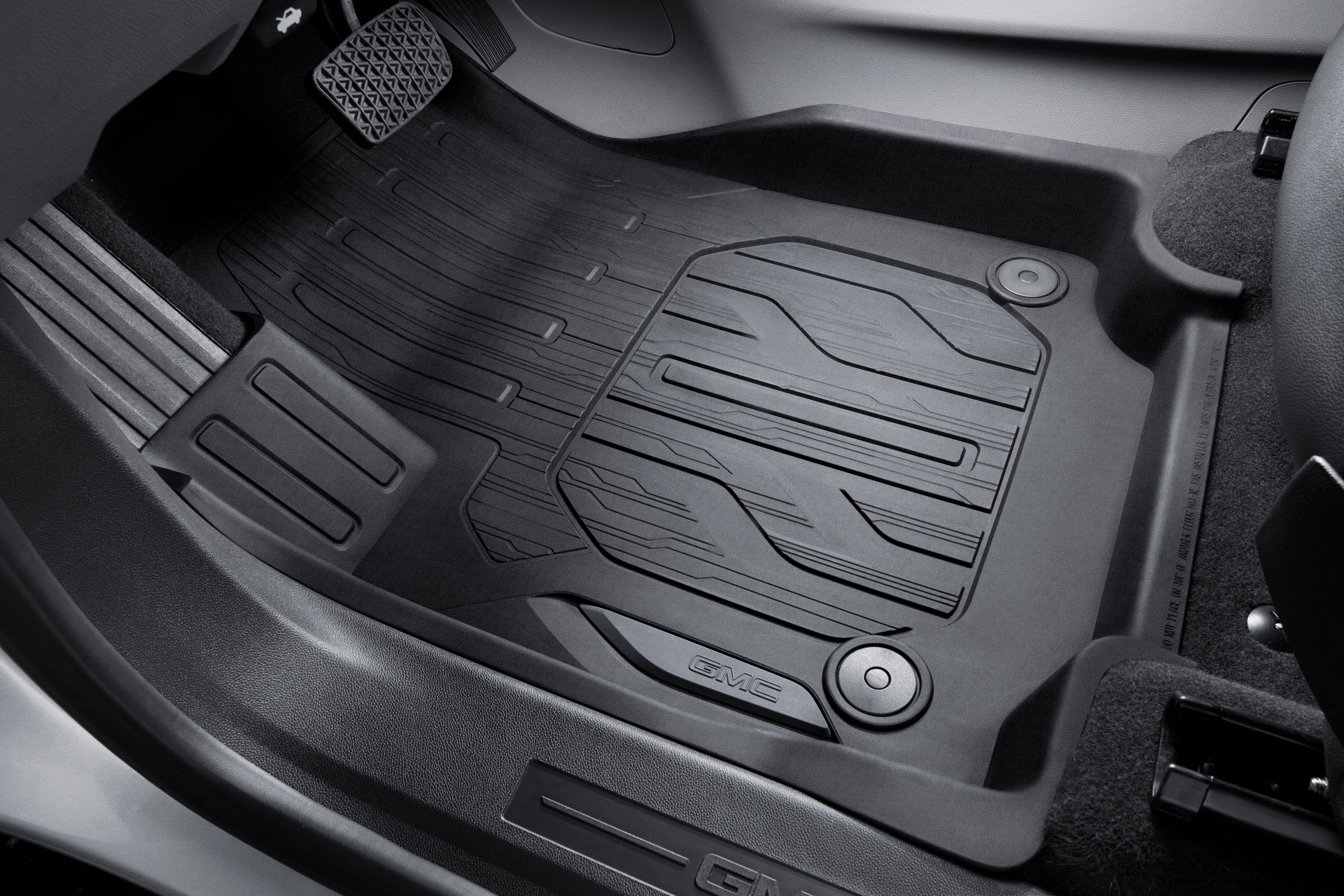 First-Row Premium All-Weather Floor Liners in Jet Black with GMC Logo