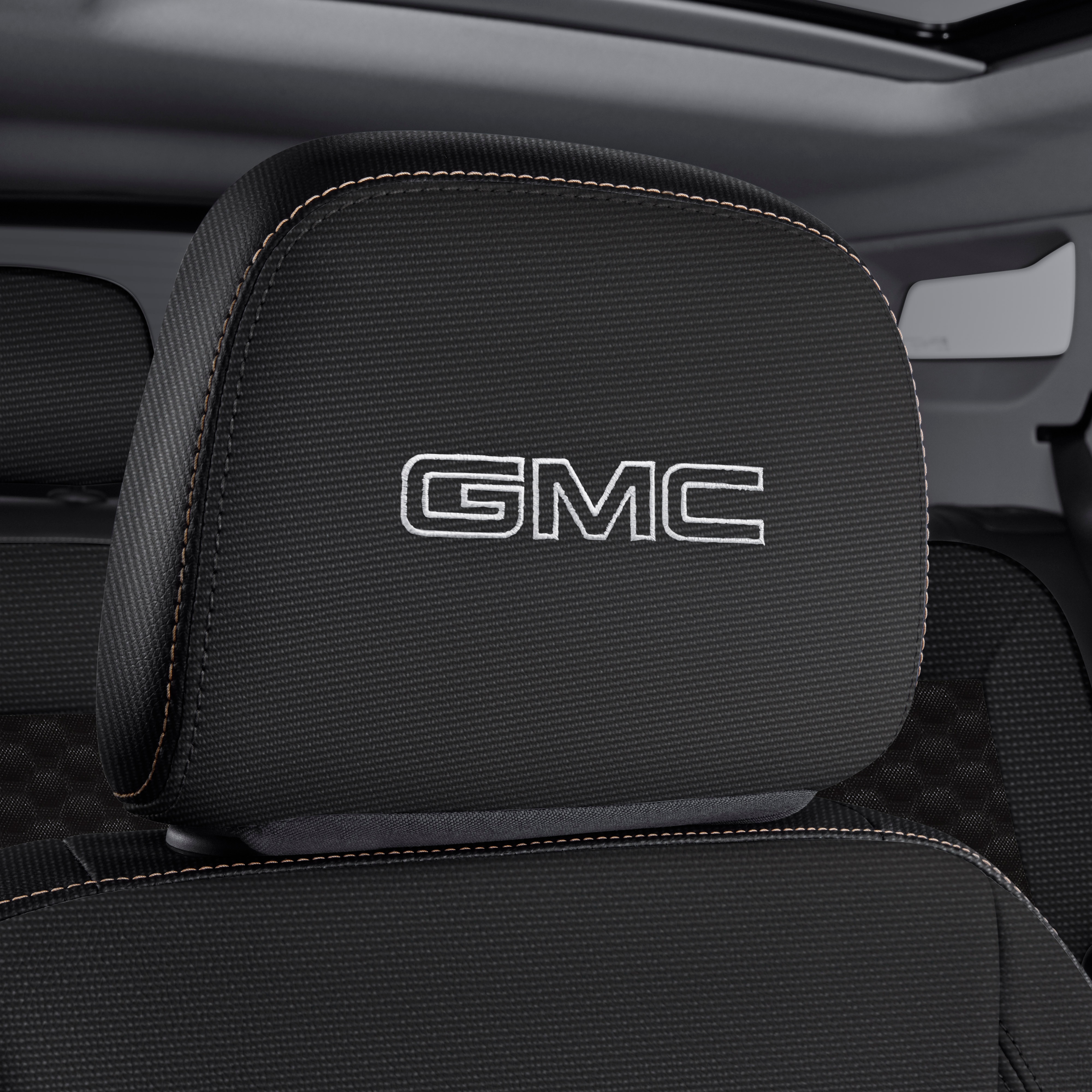 Cloth Headrest in Jet Black with Embroidered GMC Script