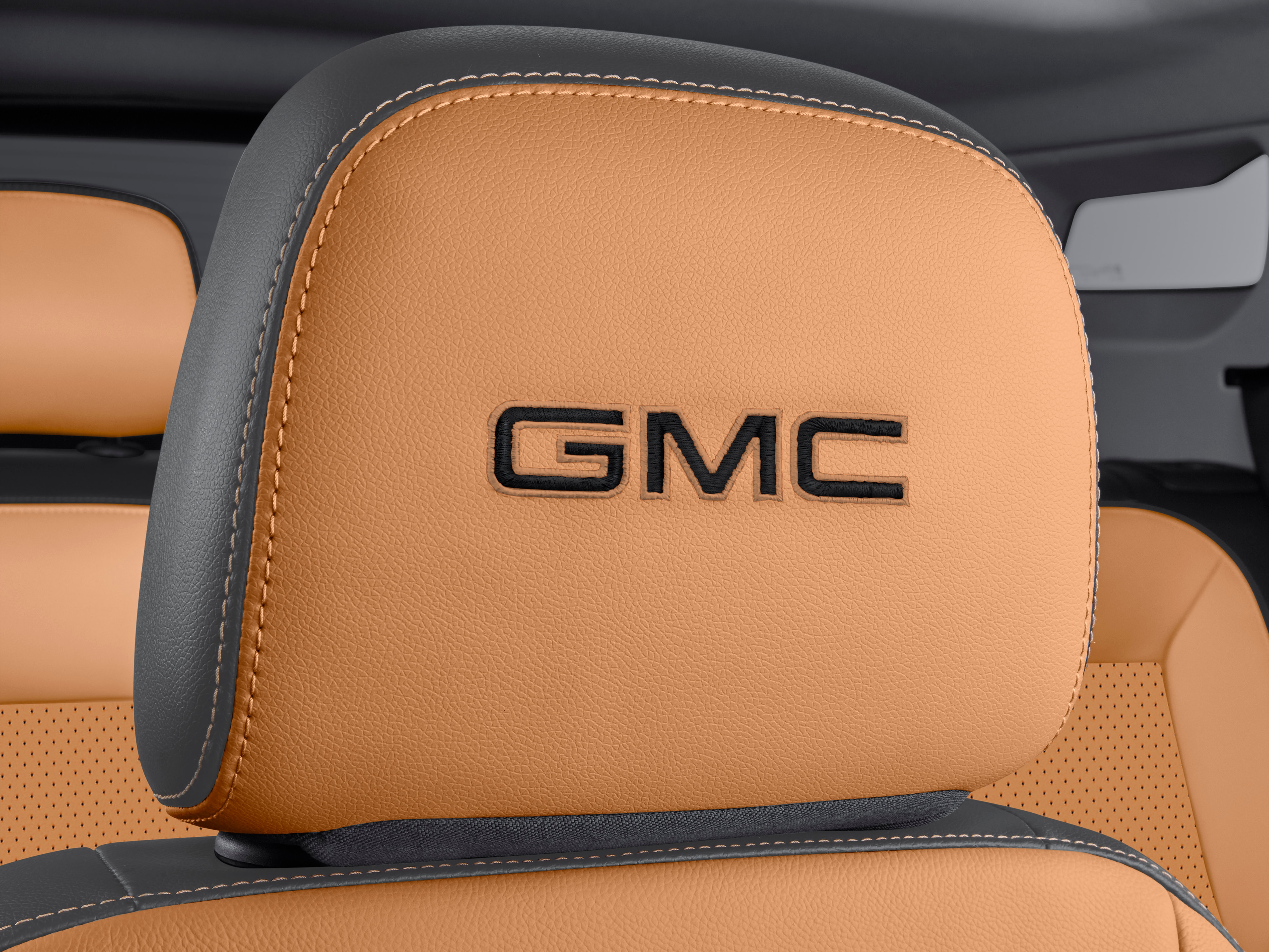 Vinyl Headrest in Brandy with Embroidered GMC Script