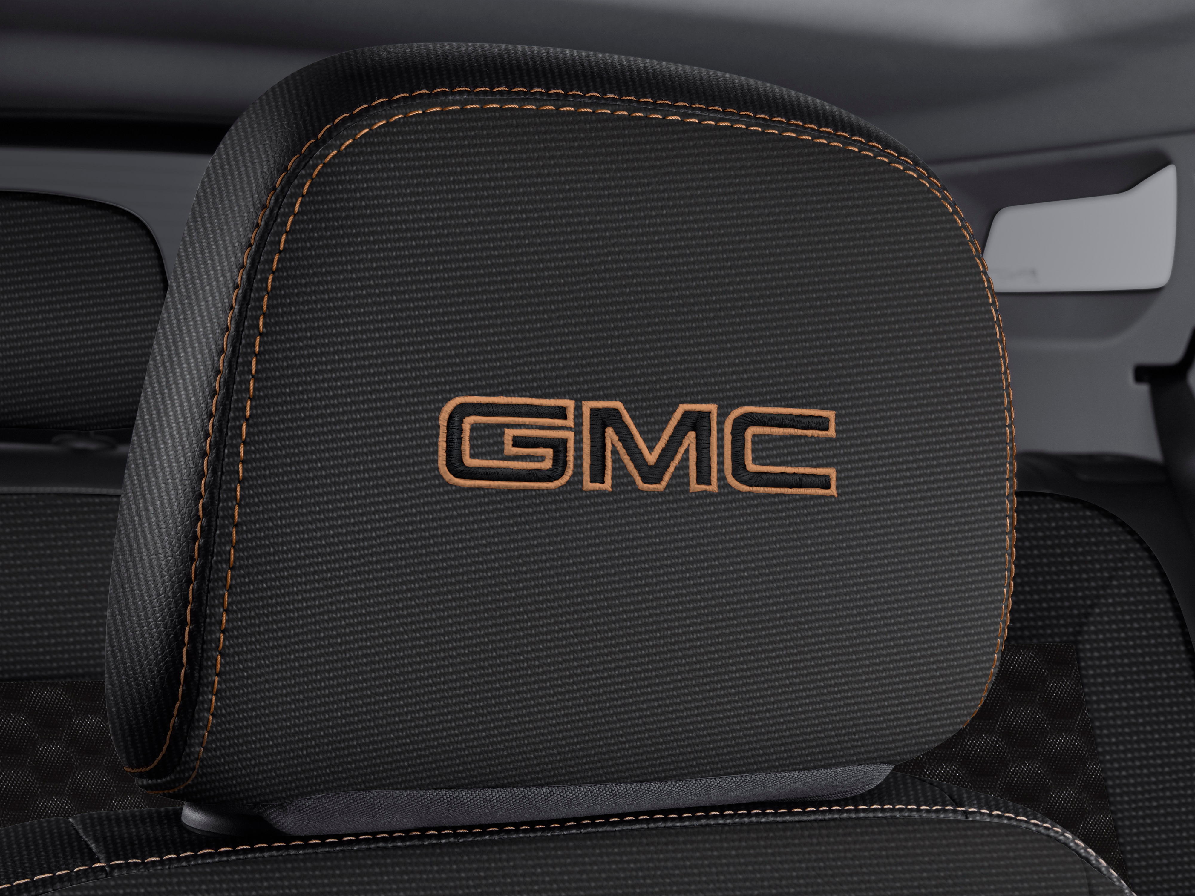 Cloth Headrest in Jet Black with Embroidered GMC Script