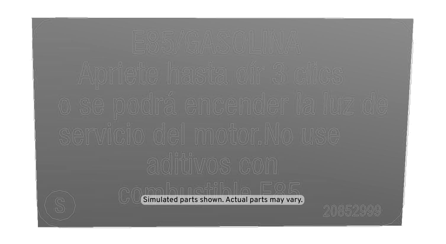 GM Genuine Parts Fuel Recommendation and Fuel Cap Information Label