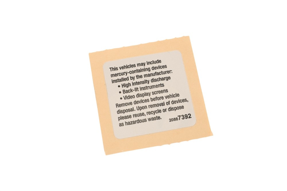 GM Genuine Parts Mercury Disposal Information Label