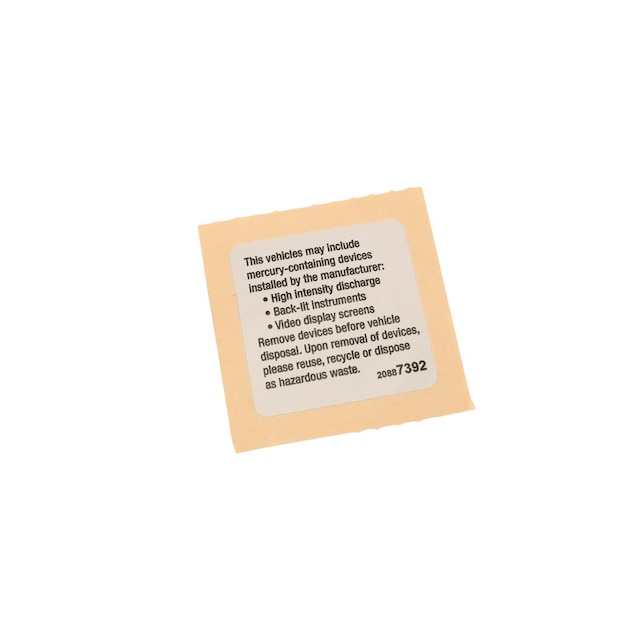 GM Genuine Parts Mercury Disposal Information Label