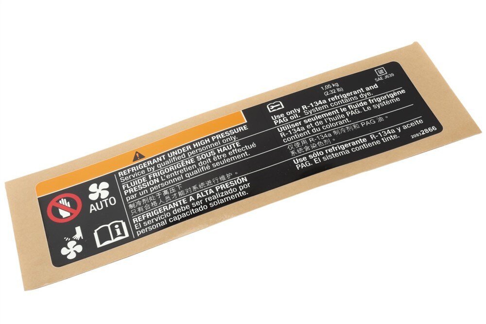 GM Genuine Parts Air Conditioning Refrigerant Charge Label