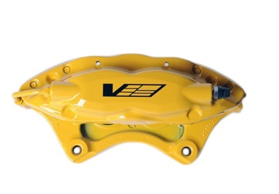 GM Genuine Parts Yellow Rear Driver Side Disc Brake Caliper Assembly with Cadillac V Logo