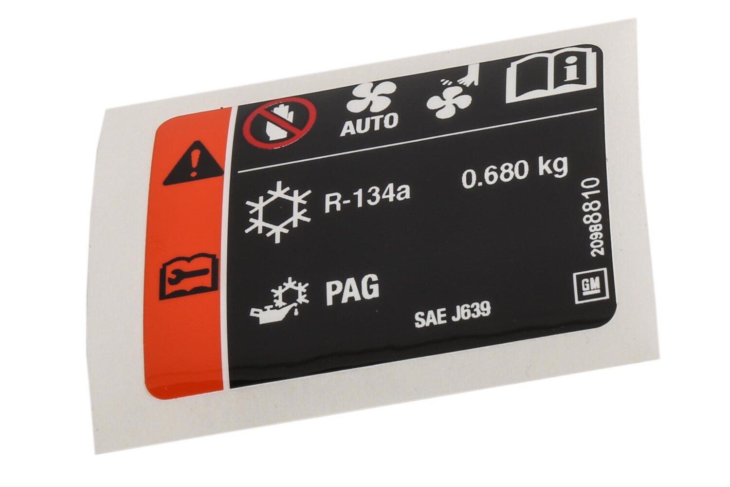 GM Genuine Parts Air Conditioning Refrigerant Charge Label