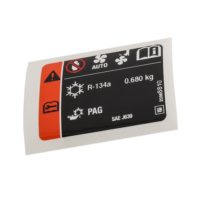 GM Genuine Parts Air Conditioning Refrigerant Charge Label