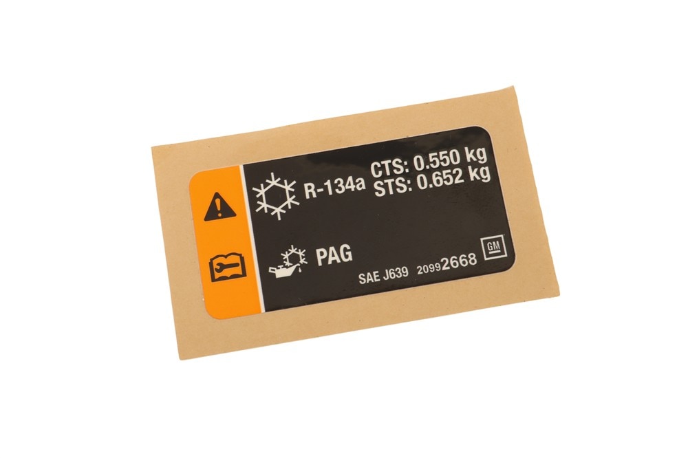 GM Genuine Parts Air Conditioning Refrigerant Charge Label