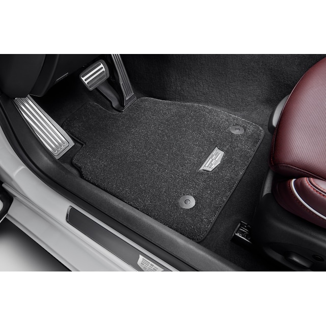 First- and Second-Row Premium Carpeted Floor Mats in Jet Black with Cadillac Logo