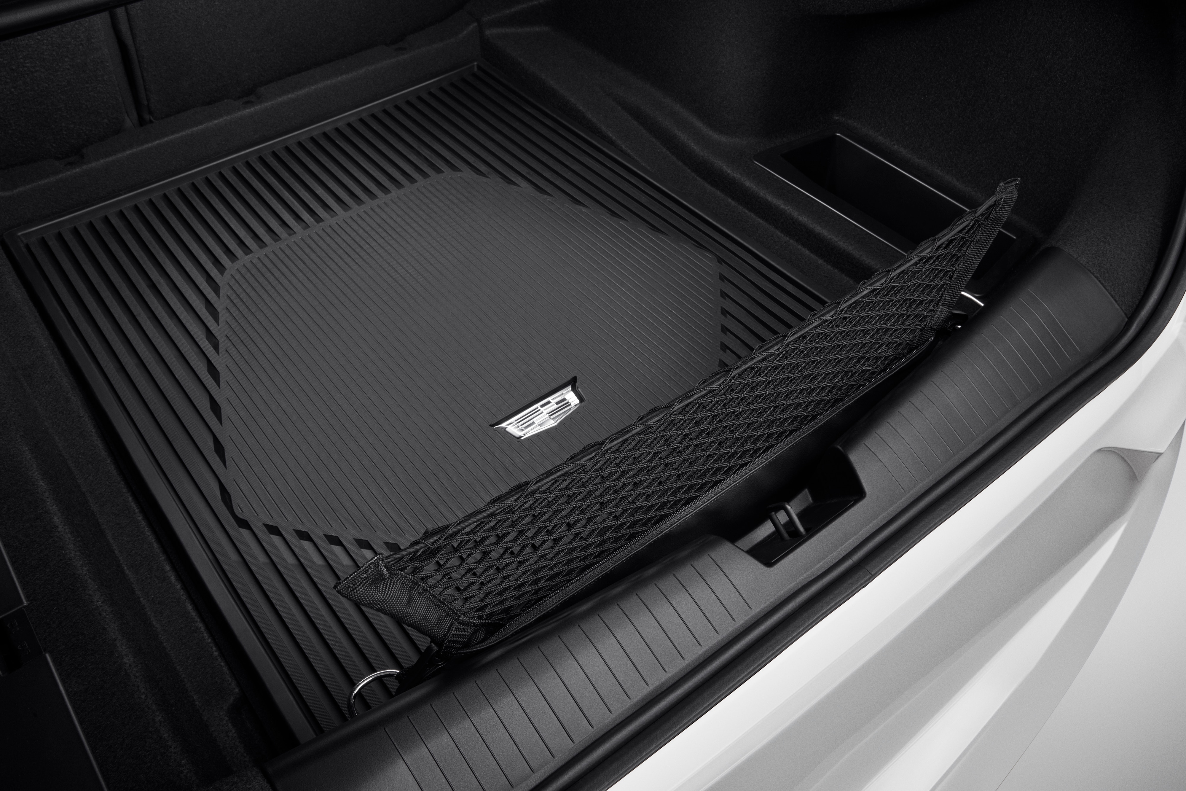 Vertical Cargo Net with Storage Bag featuring Cadillac Logo