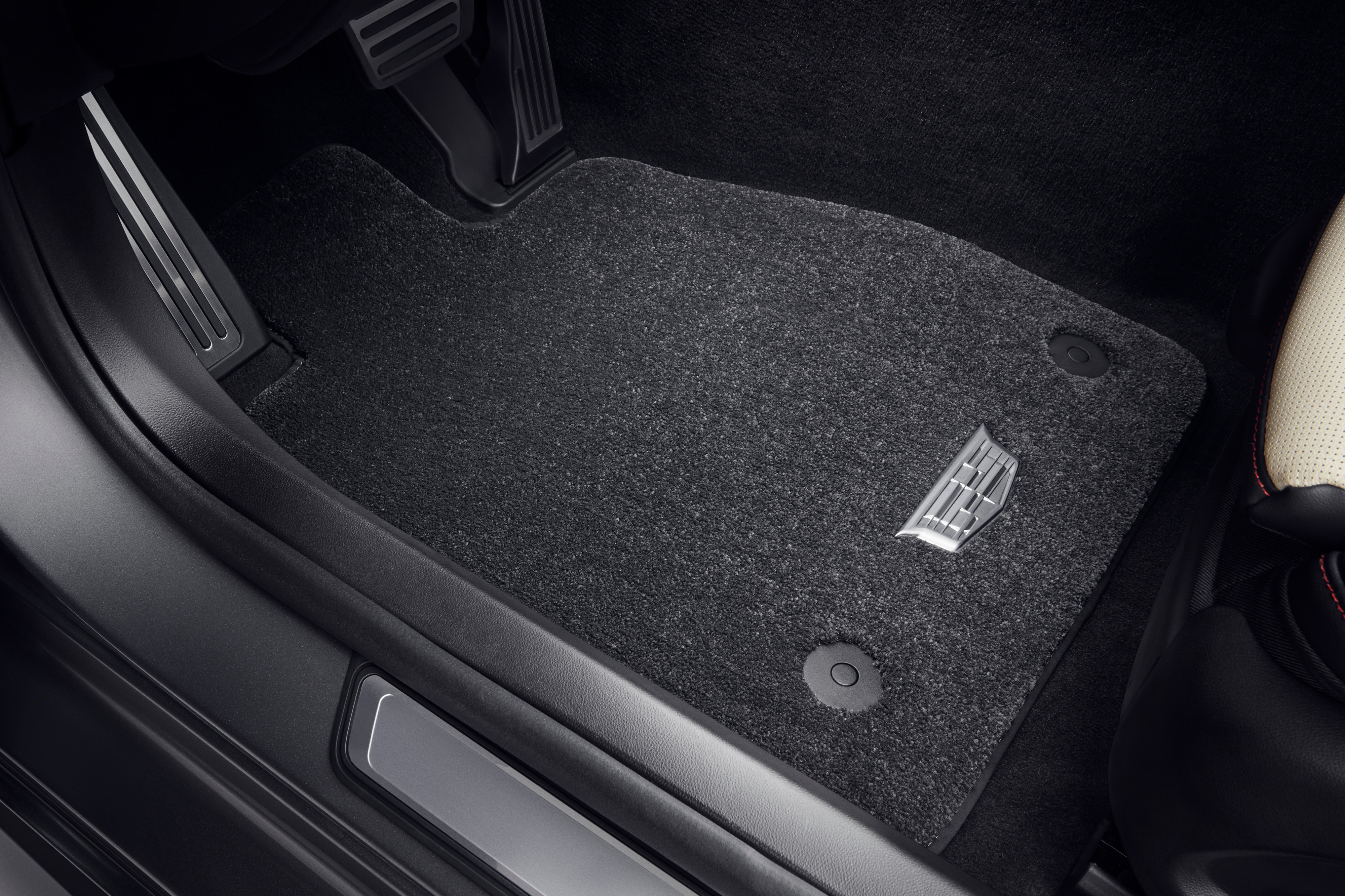 First- and Second-Row Premium Carpeted Floor Mats in Jet Black with Cadillac Logo