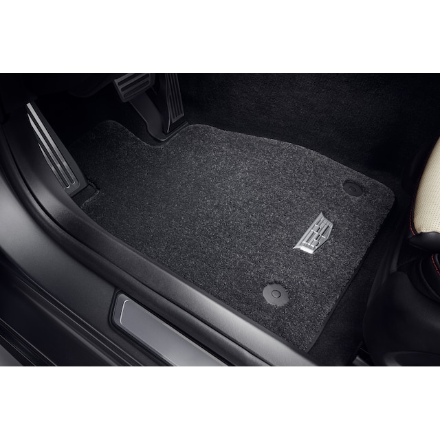 First- and Second-Row Premium Carpeted Floor Mats in Jet Black with Cadillac Logo